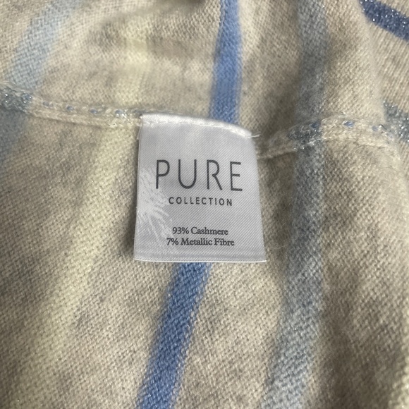 Pure 8/10 Long Sleeve Sparkle Sweater Stripe 98% Cashmere 2 Metal Fibre Gray Blu - Picture 3 of 5